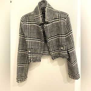 Black and White Cropped Jacket